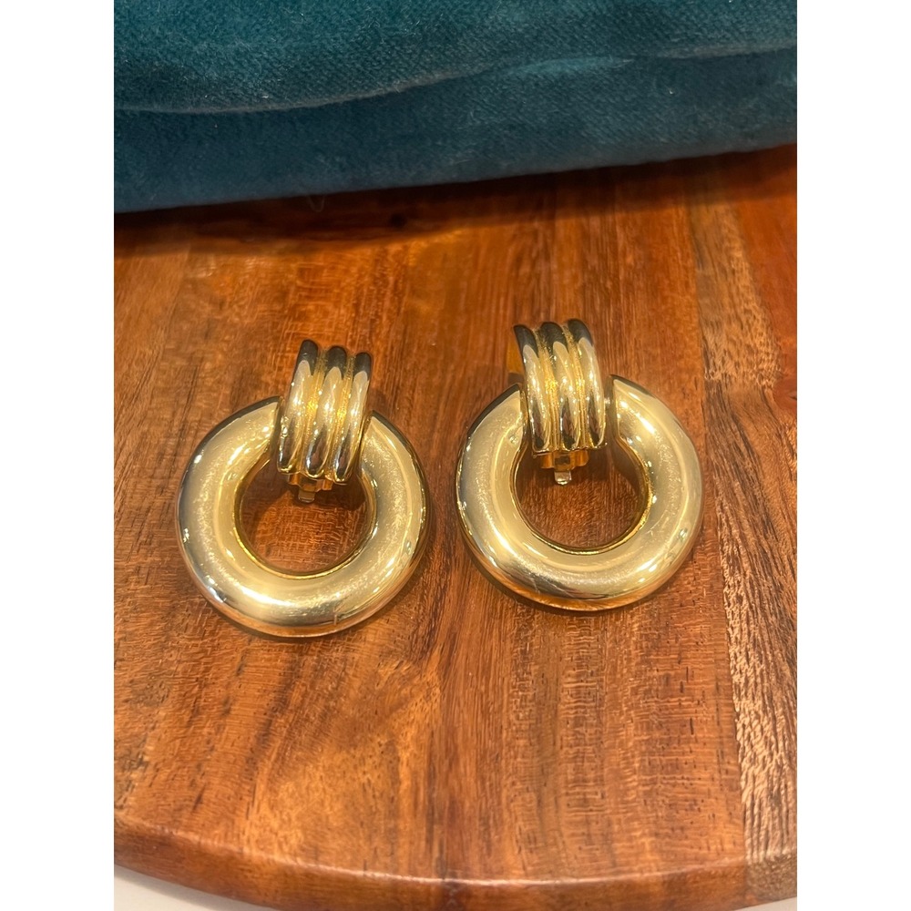 Vintage Statement Gold Tone ClipOn Earrings
